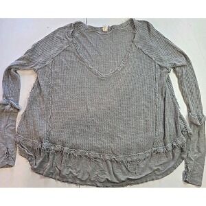 We The Free Laguna Thermal Waffle Knit Tunic Size XS Gray Boho Lounge Grunge